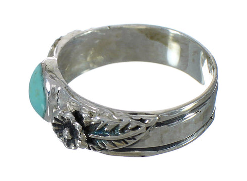 Flower Genuine Sterling Silver Turquoise Southwestern Ring Size 7-3/4 YX90509